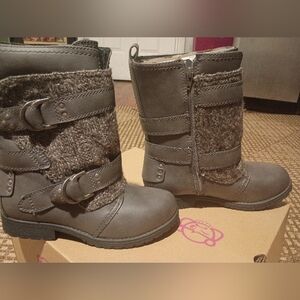 Sugar Gray Ankle Boots with Knit Detail